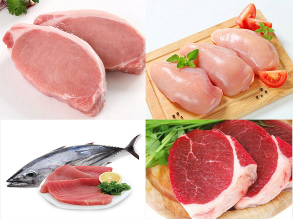 Những loại thịt tốt cho người chạy thận nhân tạo gồm thịt lợn, thịt cá, thịt gà